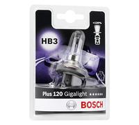 Bosch HB3 Plus 120 Gigalight, Lampadina Alogena para Faro Delantero, 12 V 60 W, 120% Más Luz - Casquillo Tipo P20d - Recambio de Luz para Coche, Paquete de 1 Lámpara
