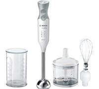 Bosch Hogar ErgoMixx MSM66150 - Batidora de mano, 600 W, con vaso de mezclas, picador y varilla batidora, color blanco y gris