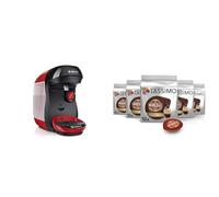 Bosch Hogar TAS1003 TASSIMO Happy Cafetera de Cápsulas, 1400 W, Color Rojo y Negro + Tassimo Cápsulas de Café Marcilla Espresso - 5 Paquetes de 16 Cápsulas: Total 80 Unidades
