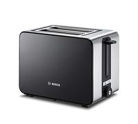 Bosch Hogar TAT7203 Tostador Compacto de Acero Inoxidable, 2 Ranuras, autoapagado de Seguridad, 1050 W, Negro Grafito