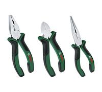 Bosch Home and Garden Juego de Alicates, 3 Piezas Combinado de Óptima Calidad, Duradero y de Precisión, con Corte Lateral y Alicate de Punta Larga, Ergonómicos, Superficie Mate Níquel-Cromada