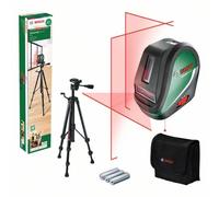 Bosch Home and Garden Láser de Líneas Cruzadas UniversalLevel 3 con trípode (3 láser, línea vertical a 90° para una cruzada en techo y punto plomada suelo, caja cartón)