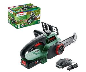 Bosch Home and Garden Motosierra inalámbrica UniversalChain 18 (batería de 2,5 Ah, Cargador, Sistema SDS, Longitud de la Hoja: 200 mm, Sistema de 18 voltios, en Embalaje de cartón)