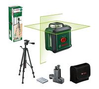 Bosch Home and Garden nivel láser de líneas cruzadas UniversalLevel 360 con trípode prémium + pinza universal MM 3(líneas en vertical horizontal,incl. 360° para alineación por toda estancia)