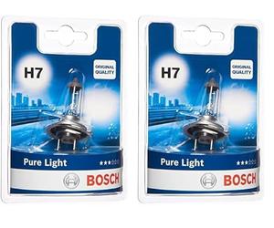 Bosch Incandescente H7 Pure Light Lámpara para faros, 12 V 55 W PX26d, Lámpara x1, Blanco (Paquete de 2)