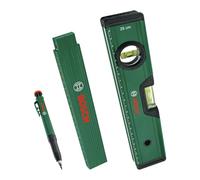 Bosch Juego de marcado (marcado y alineación precisos con nivel de burbuja de 25 cm, regla plegable de 2 m y lápiz marcador de agujeros profundos)