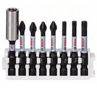 Bosch Professional 8 piezas, Juego de puntas de destornillador (control de impacto, puntas T/PZ/PH - Pick and Click), Cranberry, 25 mm
