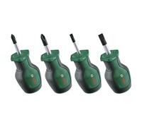 Bosch Juego destornilladores cortos 4 piezas (compactos para espacios reducidos; PH/SL; acero S2; alto par; codificación color; punta magnética; empuñadura ergonómica)