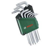 Bosch Juego llaves Torx 9 pza. (llaves Torx multitarea de acero S2; TX8-TX40; brazo largo; protección contra óxido, clip de almacenamiento)