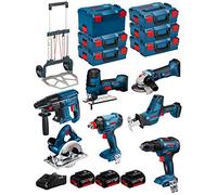 BOSCH Kit 18V BK701 (GST 18 V-LI S + GKS 18 V-LI + GBH 18V-21 + GWS 18-125 V-LI + GSR 18V-55 + GSA 18 V-LI C + GDX 18V-180 + 3 Baterías de 4,0 Ah + Cargador + 5 x L-Boxx 136 + L-Box 238 + Carro)