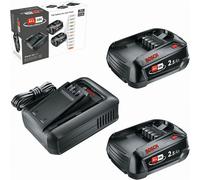 Bosch Kit básico de batería y cargador rápido Starter Set 18V (2 baterías de litio de 2,5Ah; 1 cargador rápido; 18V POWER FOR ALL ALLIANCE)