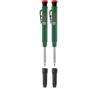 Bosch lápiz marcador de agujeros profundos (lápiz inteligente y robusto de agujeros profundos para marcar sobre piedra, madera, papel y múltiples materiales; sacapuntas integrado) (Paquete de 2)