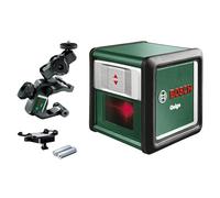 Bosch láser de líneas cruzadas Quigo con abrazadera universal MM 2 (alineación fácil y precisa con posicionamiento flexible gracias a la abrazadera universal, en caja para e-commerce)