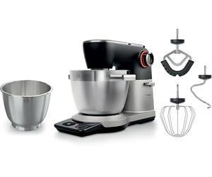 Bosch Máquina de cocina serie 8, programa automático, báscula, temporizador, 7 niveles, cuenco de acero inoxidable de 6 l, escoba de silicona, apto para lavavajillas, 1800 W, MUMS8ZS18