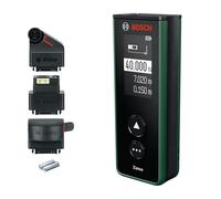 Bosch Medidor Láser Zamo Set (alcance hasta 40 m, recargable por USB-C, guarda 10 mediciones, in ccesorios de línea, rueda y cinta, pilas AAA recargables, bolsa y manuales)