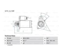 BOSCH Motor de Arranque 1.1kW para Mercedes-Benz Clase C T-Model SLK