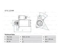 BOSCH Motor de Arranque 1.2kW para BMW 1er 3er 0 986 020 890