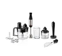 Bosch MSM6M673 ErgoMaster - Batidora de inmersión serie 6, mini picadora, prensa puré, cuenco multifunción y 4 otros accesorios incluidos, sistema de mezcla QuattroBlade System Pro,1000 vatios, plata