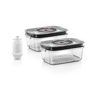 Bosch MSZV6FSG2 - Kit de envasado al vacío, bomba de vacío, 2 recipientes de cristal de 1,2 l, vidrio de borosilicato resistente a la temperatura, apto para congelador y horno, sin BPA, apto para lavavajillas