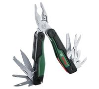 Bosch Multiherramienta 16 en 1 (bricolaje, exteriores y acampada, acero inoxidable,función de bloqueo, mango antivibraciones, 16 funciones: alicates; cúter; destornillador; cuchillo; sierra, etc.)