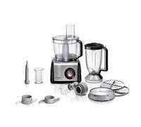 Bosch MultiTalent 8 MC812M814 - Robot de cocina compacto (3,9 L, batidora de 1,5 L, cuchillo universal, batidora, cortar y rallar (fino/grueso), 1250 W, color negro y acero inoxidable