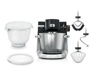 Bosch MUMS6ZS18 - Procesador de alimentos serie 6 2 cuencos de 5,5 l de acero inoxidable y plástico, escala integral, 7 programas automáticos, 7 modos, mezclador planetario, ganchos para amasar