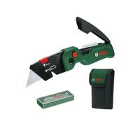 Bosch Navaja plegable Premium (compacta; acero inoxidable; apertura con una sola mano; cambio rápido de hoja; clip de sujeción al cinturón; 13 hojas; bolsa de almacenamiento) - edición Amazon