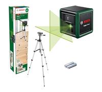 Bosch Nivel Láser de Líneas Cruzadas Quigo verde con trípode (láser verde para mejor visibilidad, carcasa de plástico reciclado, en caja de cartón)