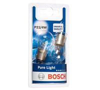 Bosch Bombilla incandescente P21/4W Pure Light 12 V 21/4 W Casquillo BAZ15d Pack 2