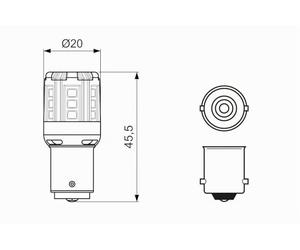 Bosch P21W LED Retrofit Lámparas para vehículos, 12 V 1 W BA15s, Lámparas x2