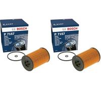 Bosch P7157 Filtro de Aceite para Coche - Separa Hollín y Partículas Metálicas del Aceite del Motor, con una Fiable Lubricación del Motor (Paquete de 2)