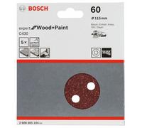 BOSCH Papel de lija C430, paquete de 5 115 mm, 60 2608605104