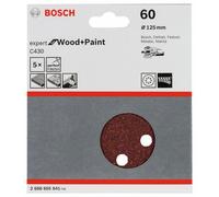 BOSCH Papel de lija C430, paquete de 5 125 mm, 60 2608605641