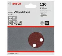 BOSCH Papel de lija C430, paquete de 5 unidades 125 mm, 120 2608605643