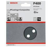 BOSCH Papel de lija F355, paquete de 5 115 mm, 400 2608605562