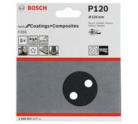 BOSCH Papel de lija F355, paquete de 5 125 mm, 120 2608605117