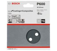 BOSCH Papel de lija F355, paquete de 5 125 mm, 600 2608605122