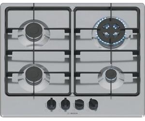 Bosch PGH6B5K60 Serie 4, placa de gas, 4 fuegos, quemador WOK, parrillas de hierro fundido, acero, 60 cm.