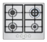 Bosch PGH6B5K90 - Placa de Gas Natural Serie 4 60 Cm 4 Fuegos Gas Stop Quemador Wok Acero Inox