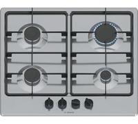 Bosch PGP6B5K60 Serie 4 Cocina de gas 60 cm 4 quemadores Acero inoxidable | Placa de gas con control preciso de la llama, parrillas de hierro fundido, Made in Europe