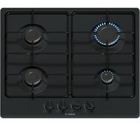 Bosch PGP6B6K80 Serie 4, placa de gas, puños de puente: control ergonómico, 4 quemadores, negro, 60 cm