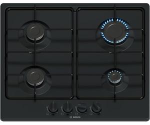 Bosch PGP6B6K80 Serie 4, placa de gas, puños de puente: control ergonómico, 4 quemadores, negro, 60 cm