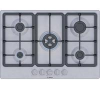 Bosch PGQ7B5K90 Serie 4, placa de gas, quemador WOK: potencia hasta 3,3 kW, parrillas de hierro fundido, acero, 75 cm, inoxidable