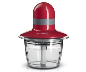 Bosch - Picador, 400 W, Rojo, gris, Cuchillas acero inoxidable, Recipiente 800 ml, MMR08R2