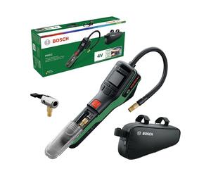 Bosch PNEO Bomba neumática a batería (incl. set de adaptadores de presión, batería de 4V y bolsa para bicicleta)