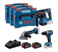 Bosch PRO 18V System Combo Kit: GSR 18V-65 + GBH 18V-22 + GWS 18V-8 | incl. 2x GBA 18V 5.0Ah, GAL 18V-40, 3x L-BOXX 136
