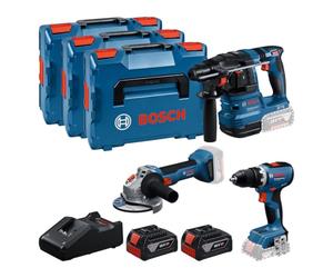 Bosch PRO 18V System Combo Kit: GSR 18V-65 + GBH 18V-22 + GWS 18V-8 | incl. 2x GBA 18V 5.0Ah, GAL 18V-40, 3x L-BOXX 136
