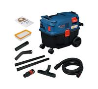 Bosch PRO Extractor con cable seco/húmedo GAS12-25LS (tubos de extensión, filtro plisado plano, manguera de 3,5 m, boquillas curva, de suelo y de rendija, saco de muletón, adaptador, caja de cartón)
