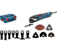 Bosch PRO multiherramienta GOP 40-30 | Potencia 400W, Starlock Plus, incl. 10 hojas de sierra (7 inmersión, 3 segm.), 5 hojas de lija, 1 placa lijadora, L-BOXX