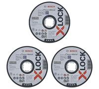 Bosch Profesional - Disco de corte recto (Inox y metales, X-LOCK, 125 mm, orificio: 22,23 mm, grosor: 1 mm) (Plateado, Óxido de aluminio, Paquete de 3)
